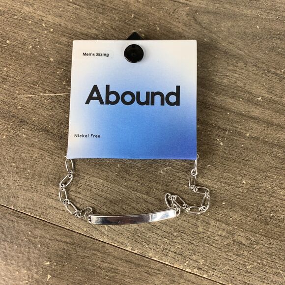 Abound Silver Tone Men’s Sizing Silver ID Bracelet Nickel Free Link Cable Chain - Picture 3 of 7